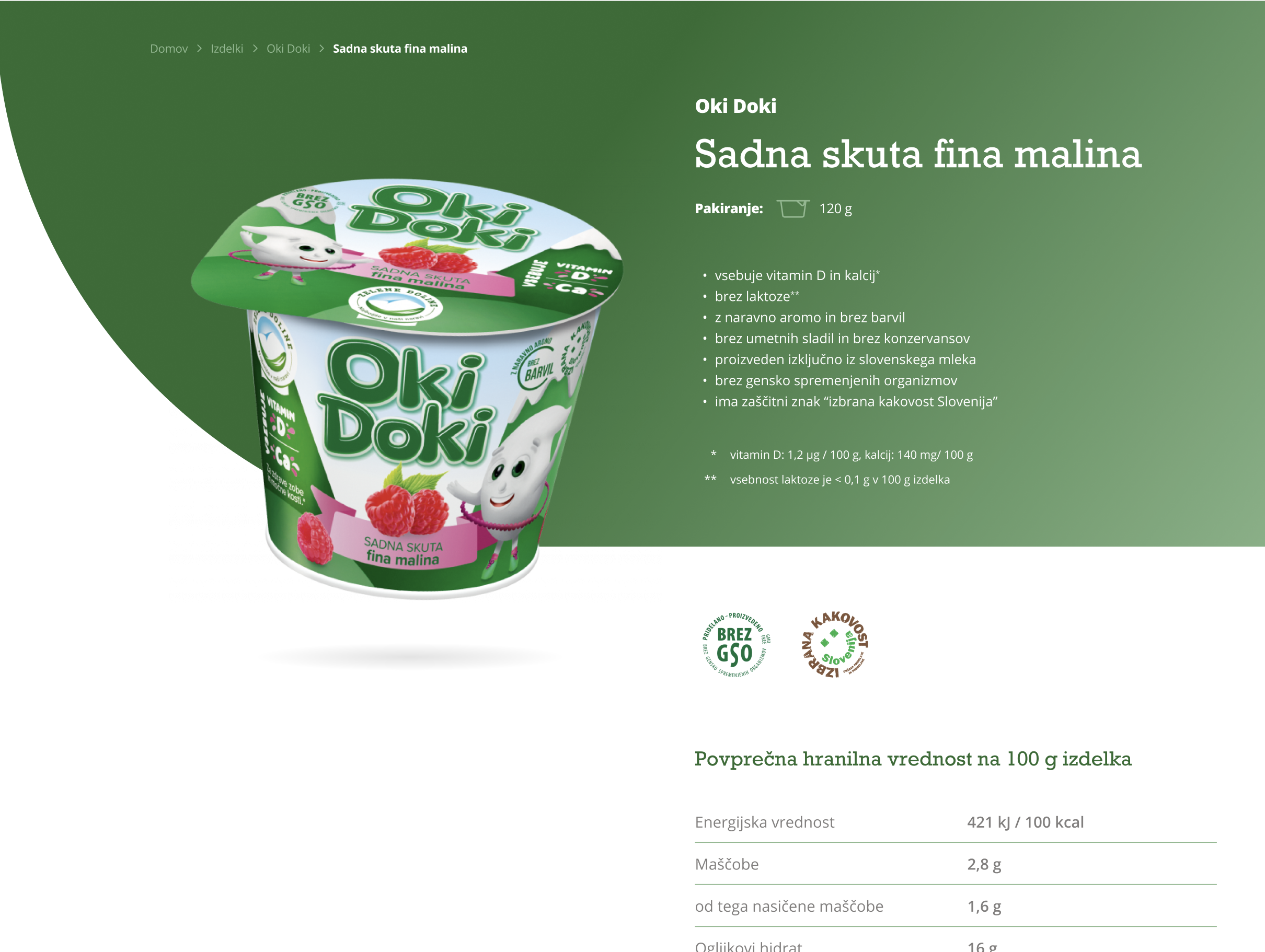 Zelene Doline product detail UI moment